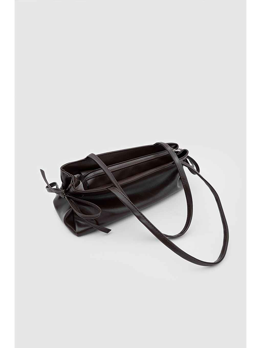 Kahverengi Baggy Fiyonklu Baget Çanta Acı Kahve-4