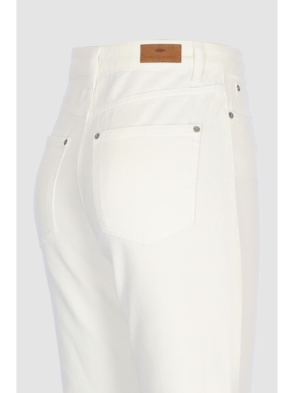 Eliza Beyaz Yüksek Bel Straight Fit Patı Fermuarlı Paçası Kesikli Jean Pantolon C 4518-116-2