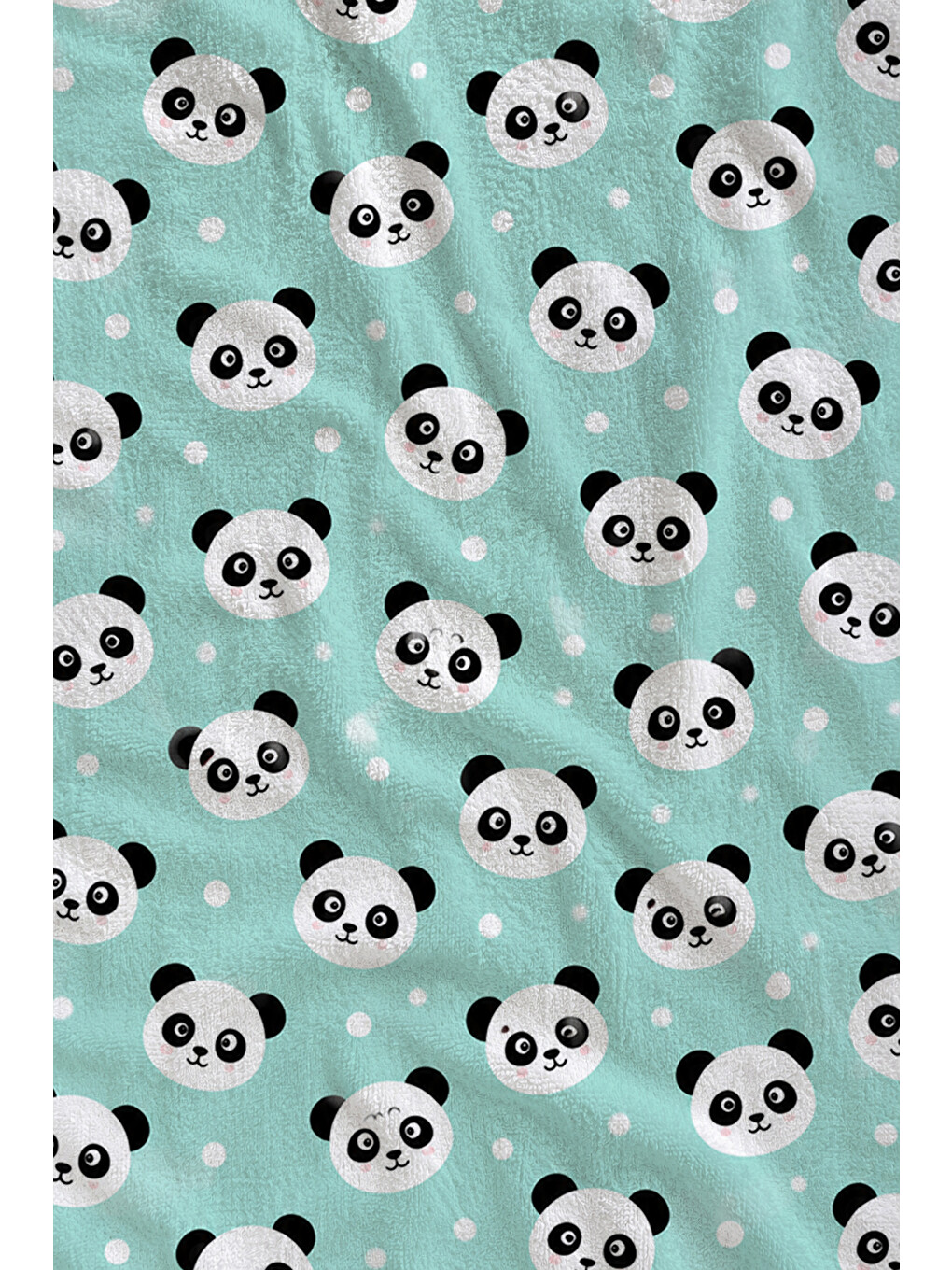 Sevimli Panda Mint Yeşili Tekrarlı Desenli 70x150 Plaj Havlusu - Dijital Baskılı Banyo Havlusu-2
