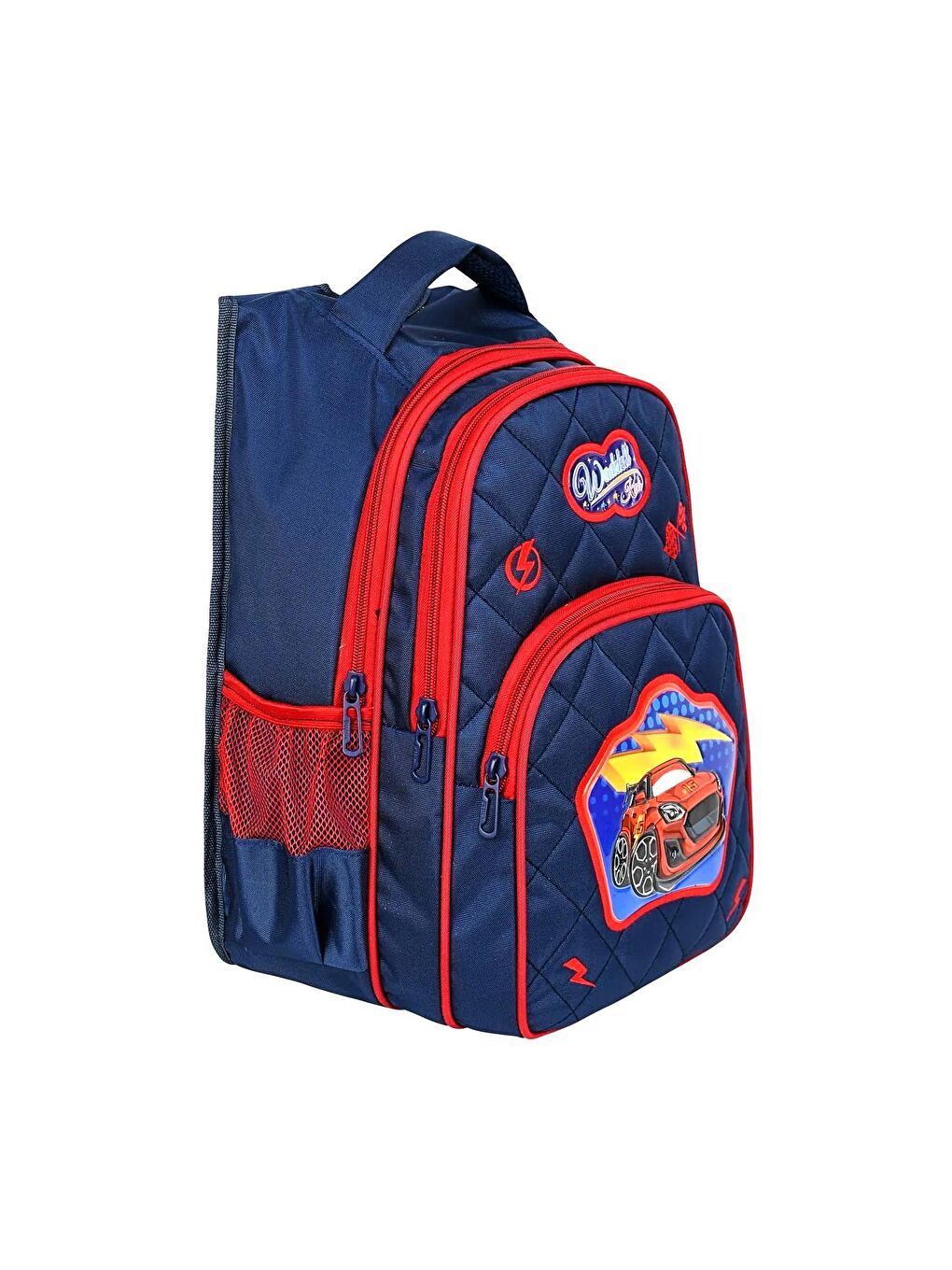 3 Bölmeli İlkokul Çantası ve Beslenme Çantası Şimşek Yarış Arabası Lacivert 24007-3