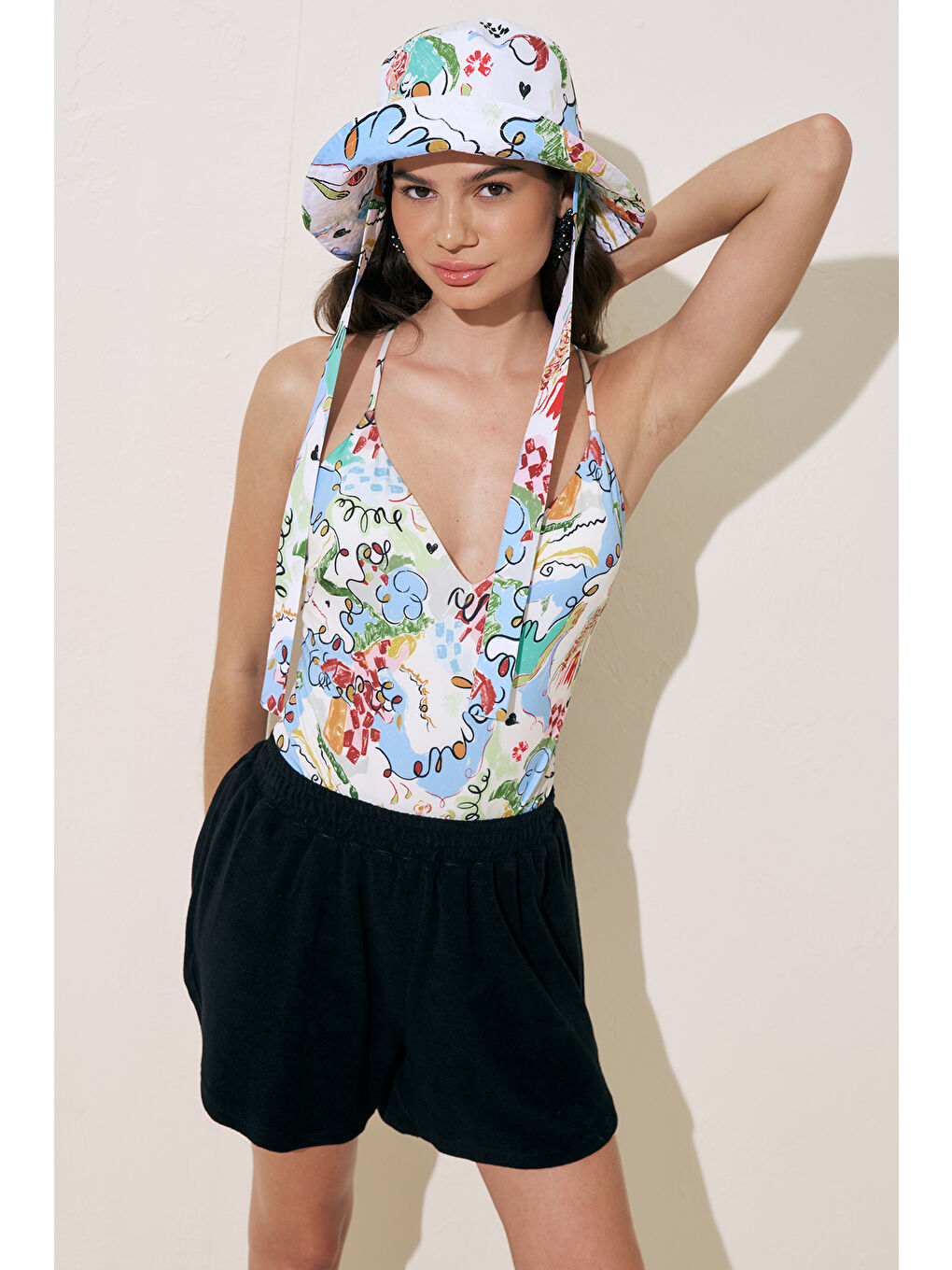 Havlu Kumaş Şort Siyah-1