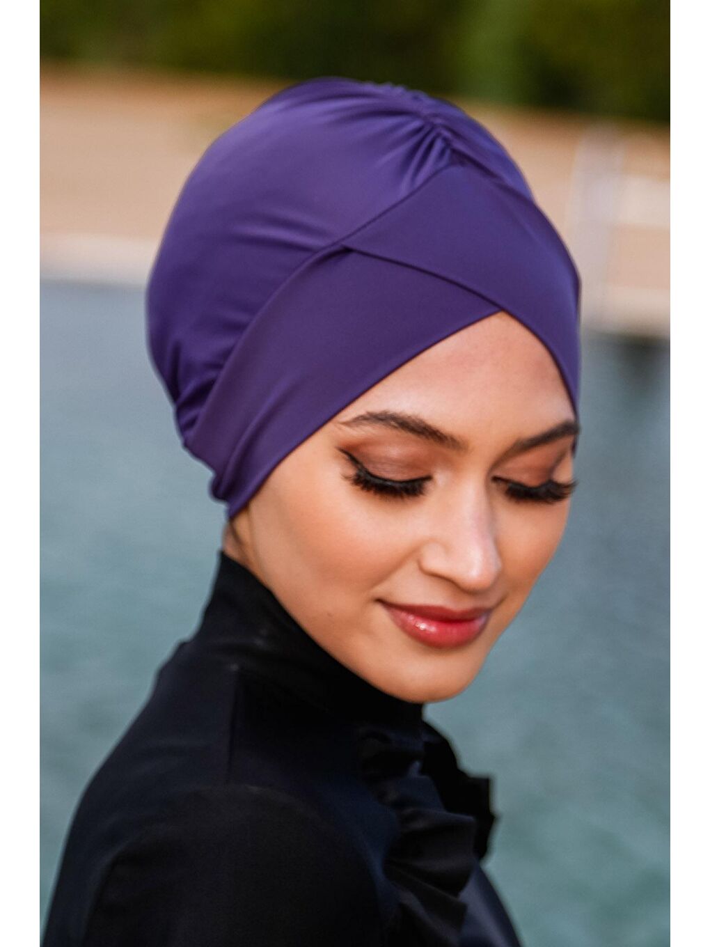 Mor Çapraz Deniz Havuz Mayo Bonesi ROB-21-3