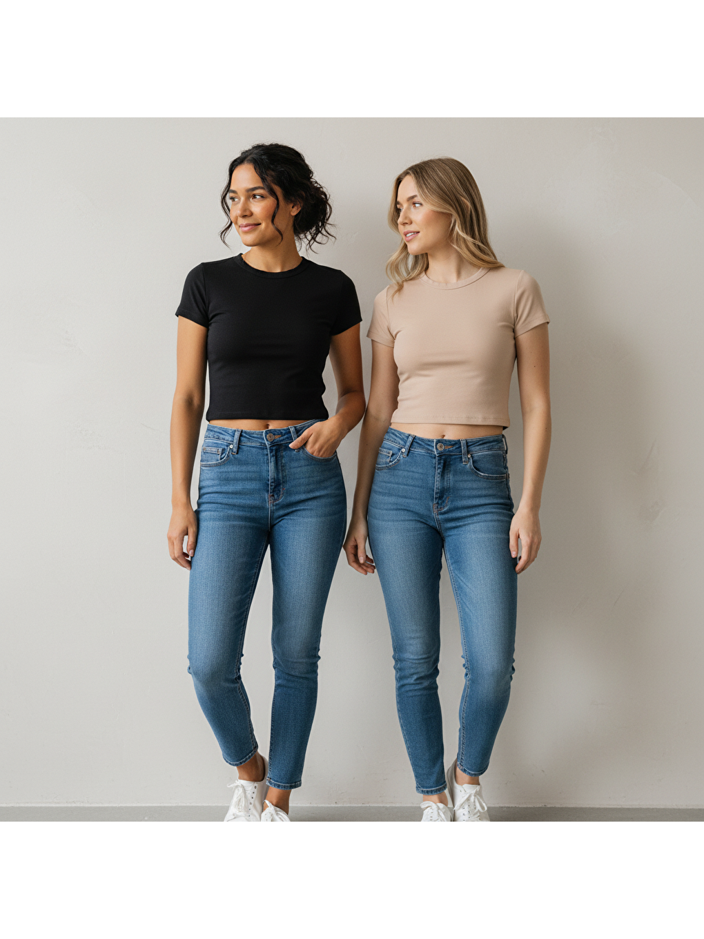 Siyah Kadın 2 Adet Bisilet Yaka Kısa Kollu Basic Tshirt Bb2499-1