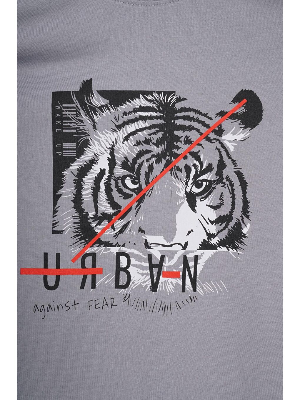 Zepkids Bisiklet Yaka Kaplan Baskılı Gri Renk Erkek Çocuk Tshirt - 1