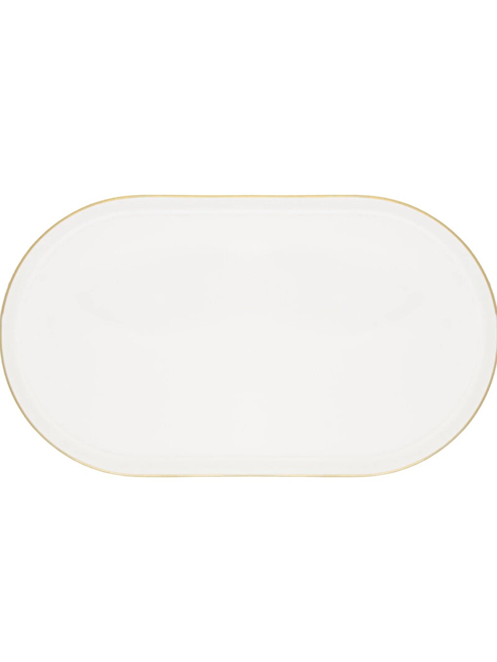 Ekru Chopin Altın Yaldız Kayık Tabak 32cm Krem Tekli