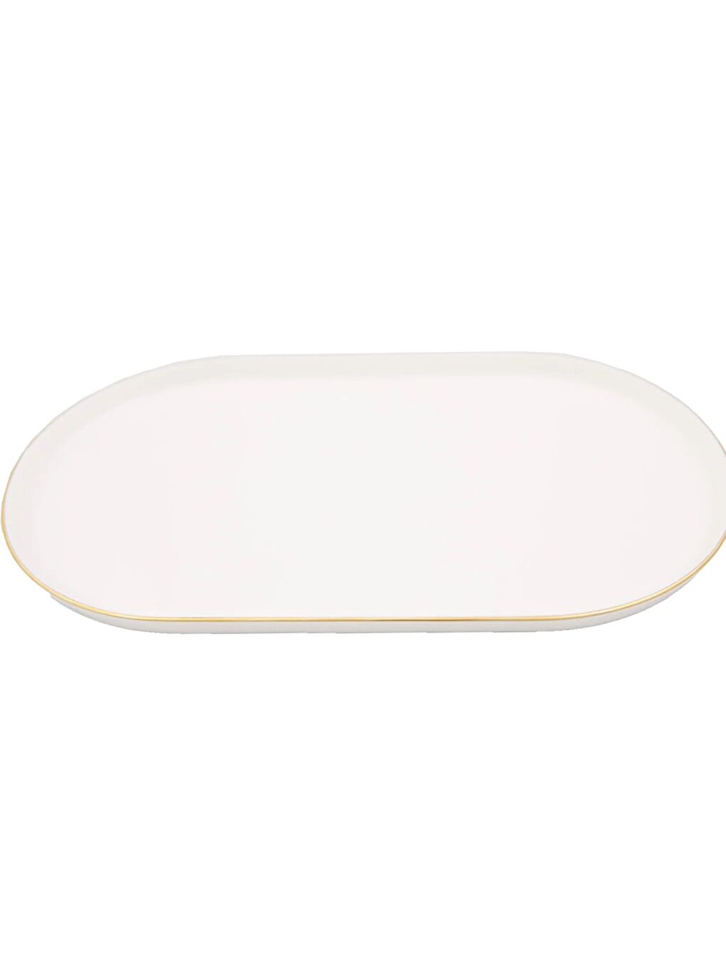 Ekru Chopin Altın Yaldız Kayık Tabak 32cm Krem Tekli-1