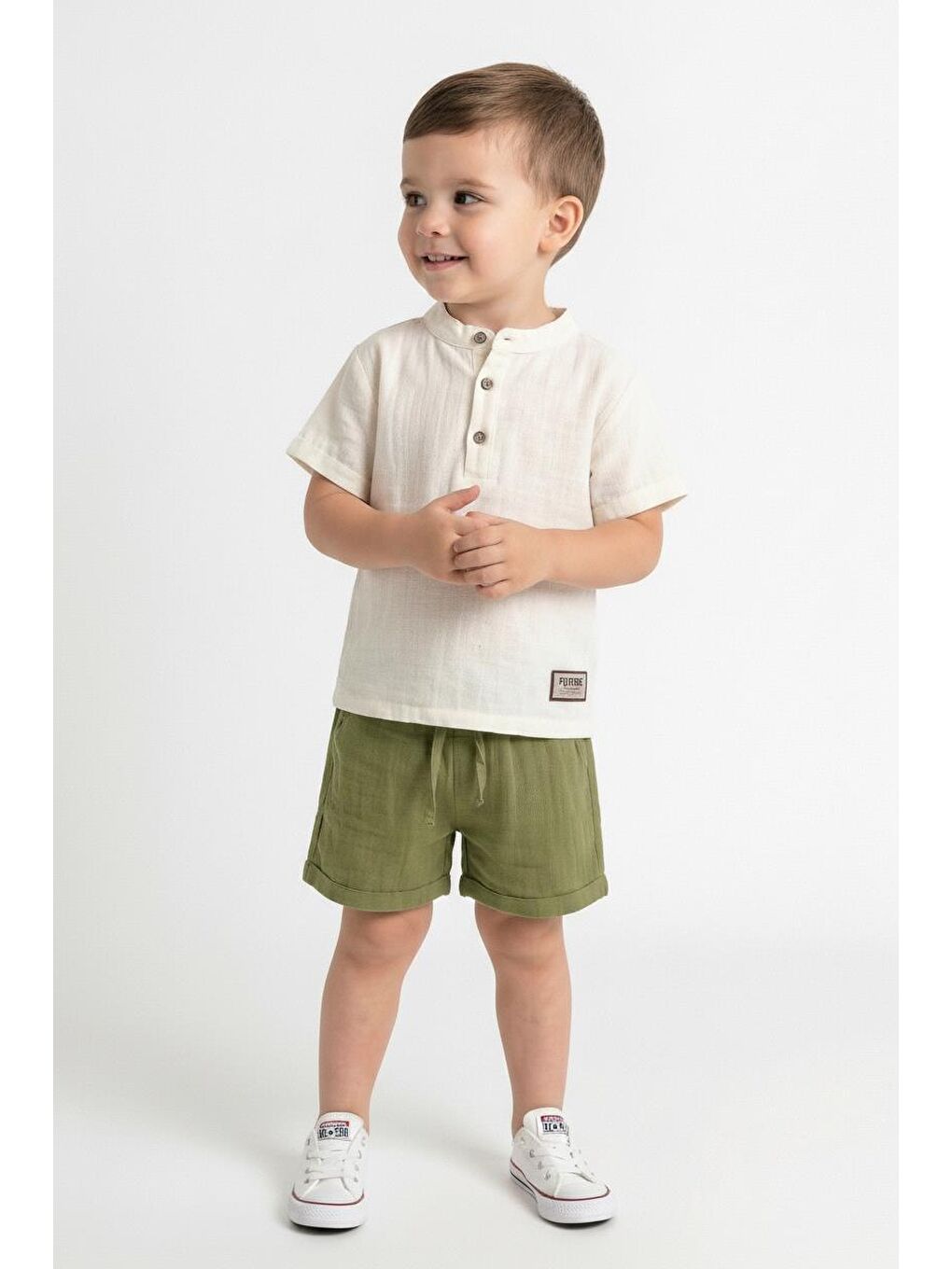 Yeşil Müslin Bis.Yaka Şortlu Takım-3