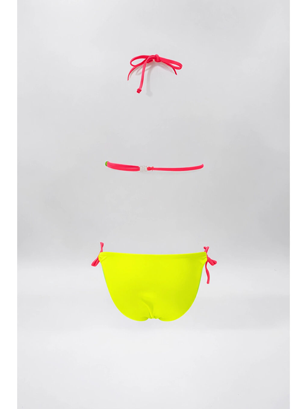 Kız Çocuk Neon Sarı Kitty Glow Desenli 4-14 Yaş Üçgen Bikini Takım HZL26S-LC2886-1