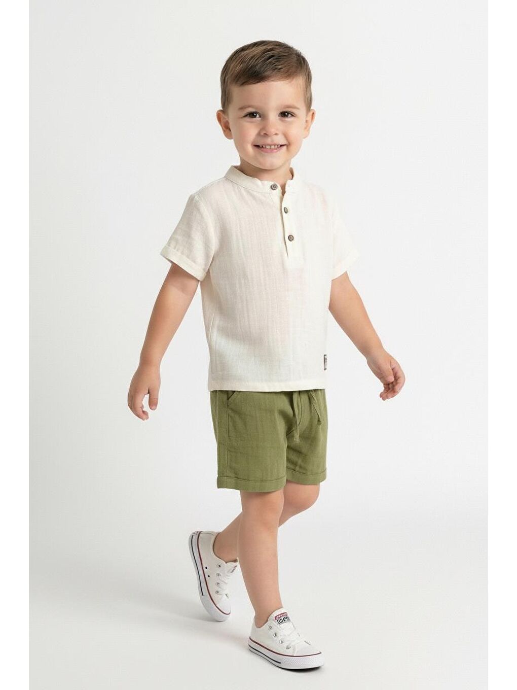 Yeşil Müslin Bis.Yaka Şortlu Takım-4