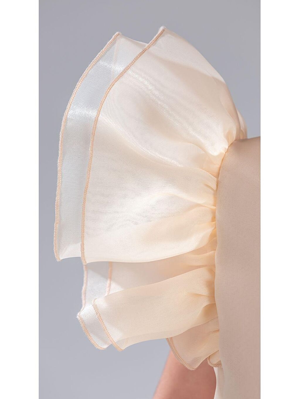 Ekru Kız Çocuk Kuyruklu , Taçlı Vragia Abiye Elbise M00745-2