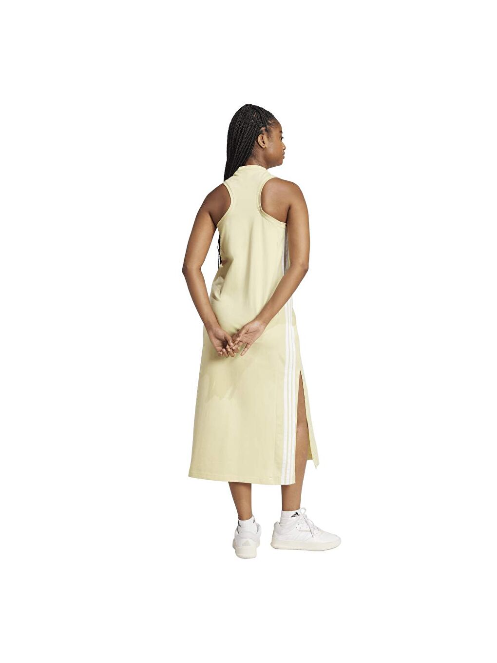 3S Sj Kadın Sarı Yuvarlak Yaka Elbise-1