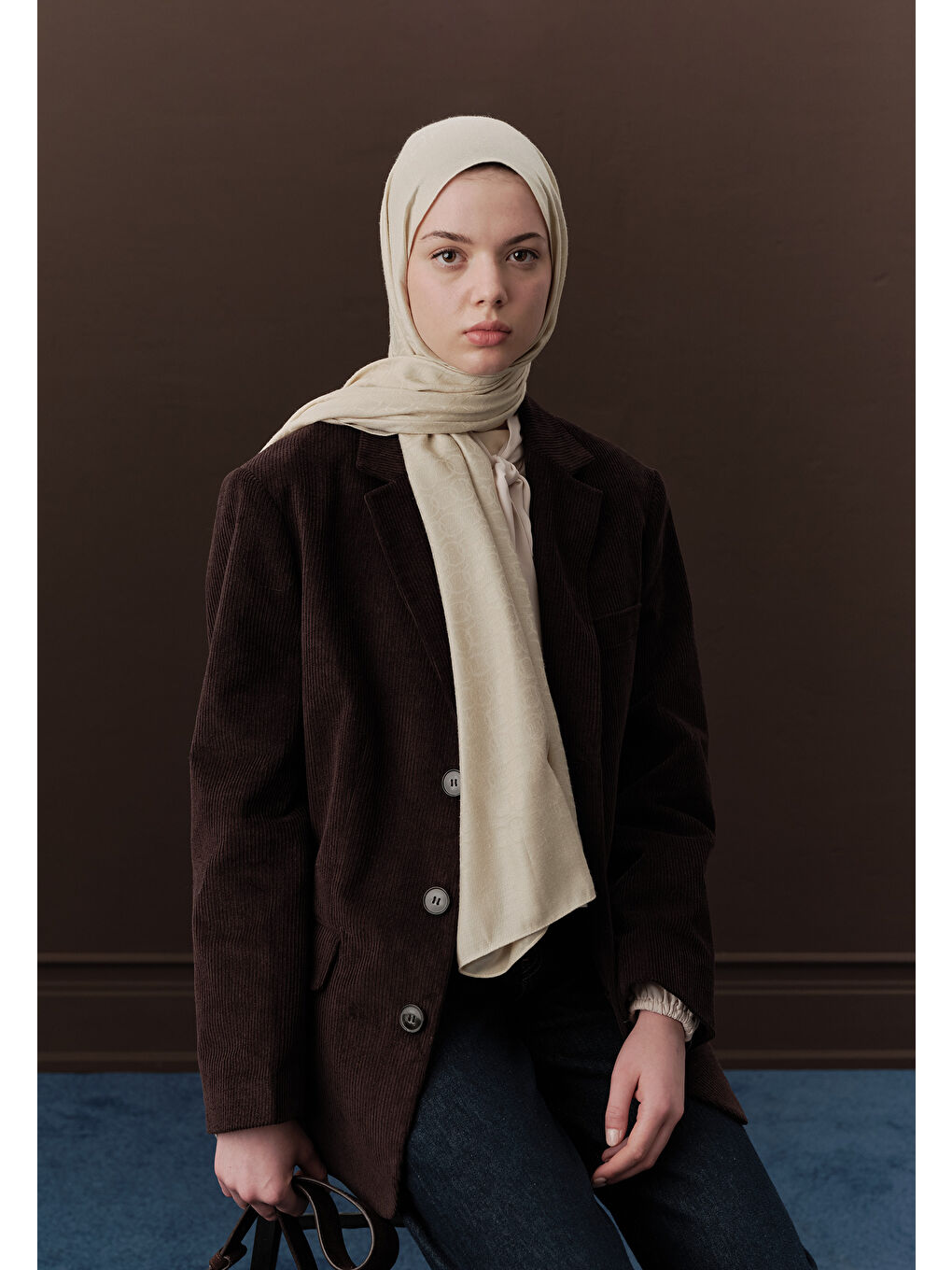 Premıum Yünlü Düz Şal Bej