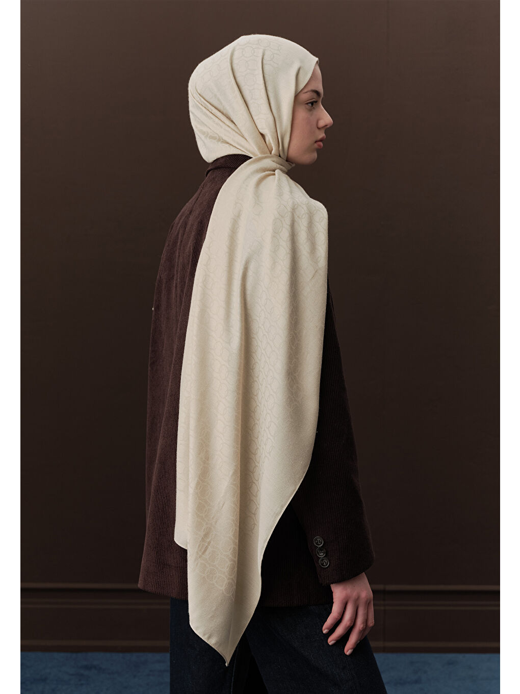 Premıum Yünlü Düz Şal Bej-1