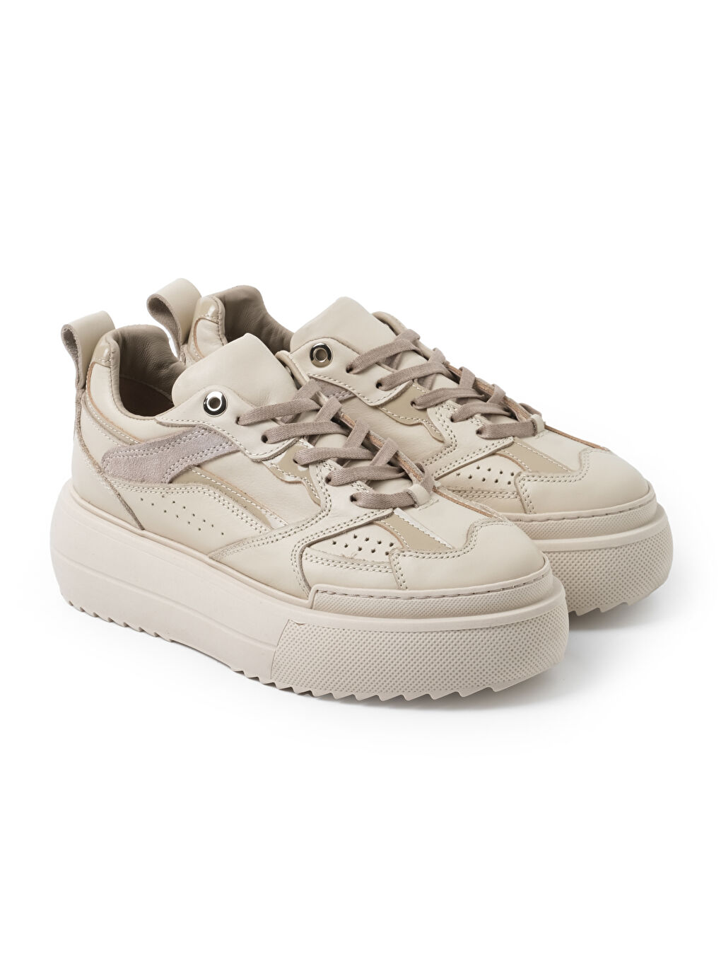 Bej Kadın Sneaker ( Günlük) RD-5640 DERİ BEJ KOMBİN-1