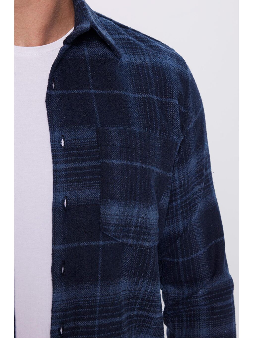 Karışık Erkek Regular Fit Klasik Kesim Tek Cepli Kareli Kışlık Oduncu Gömlek-3
