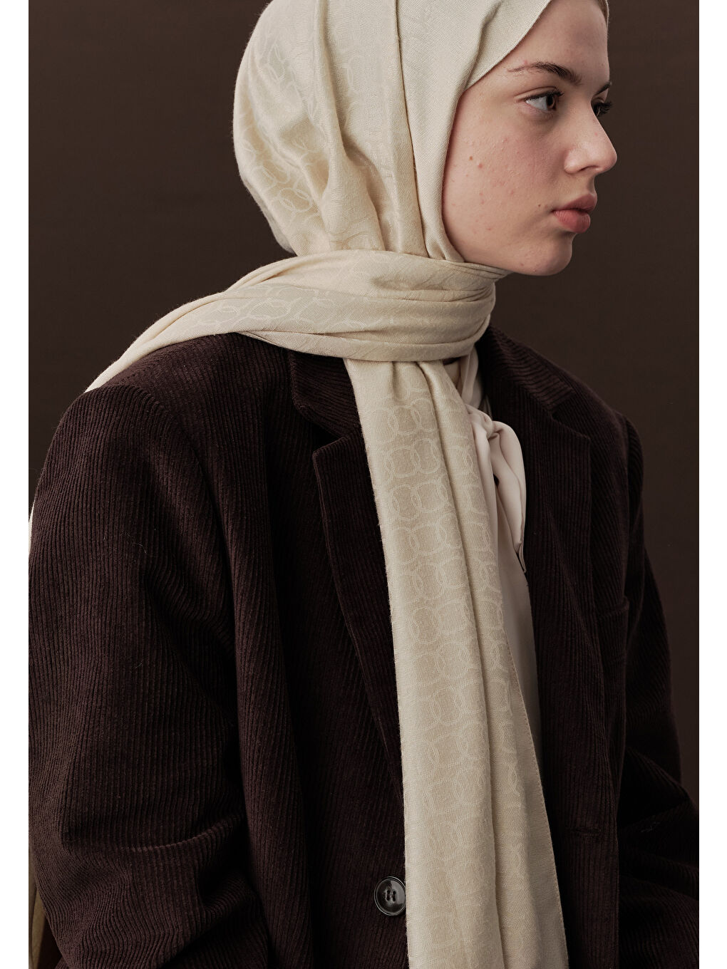 Premıum Yünlü Düz Şal Bej-2