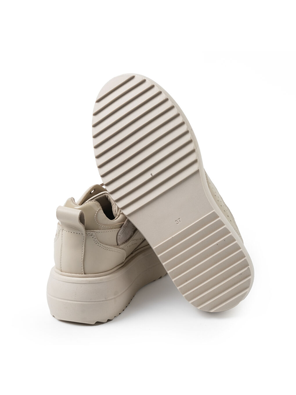 Bej Kadın Sneaker ( Günlük) RD-5640 DERİ BEJ KOMBİN-4