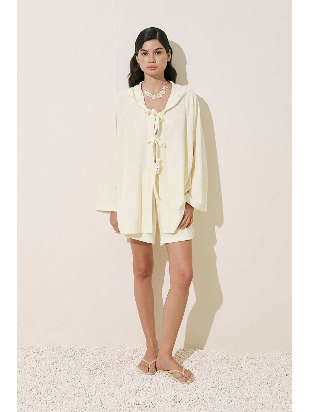 Bej Havlu Kumaş Şort Vanilya-1