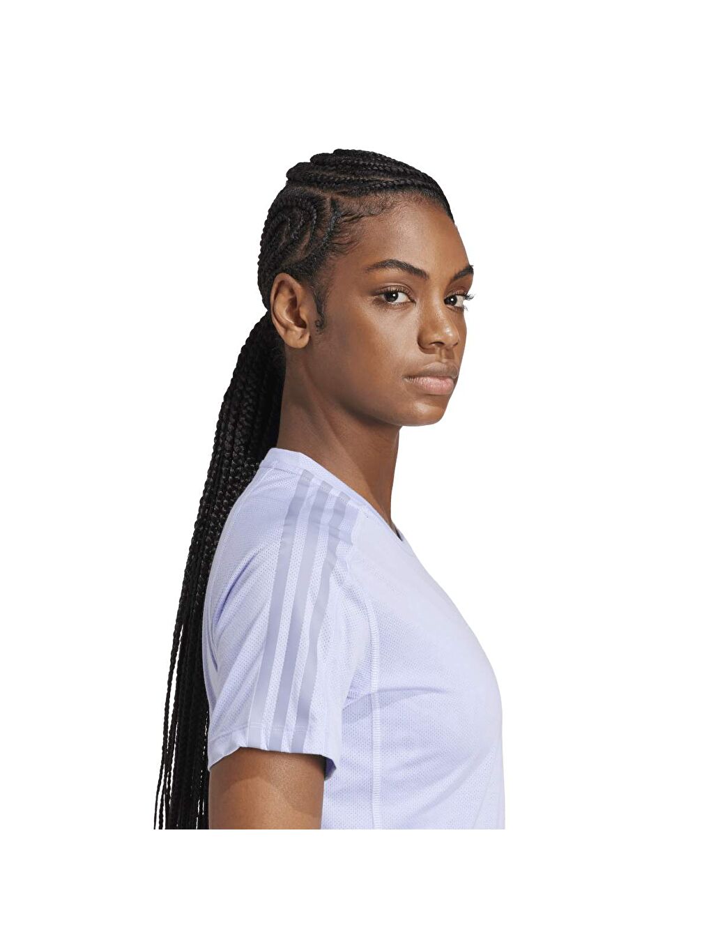 Own The Run 3-Stripes Kadın Mor Yuvarlak Yaka Tişört-2