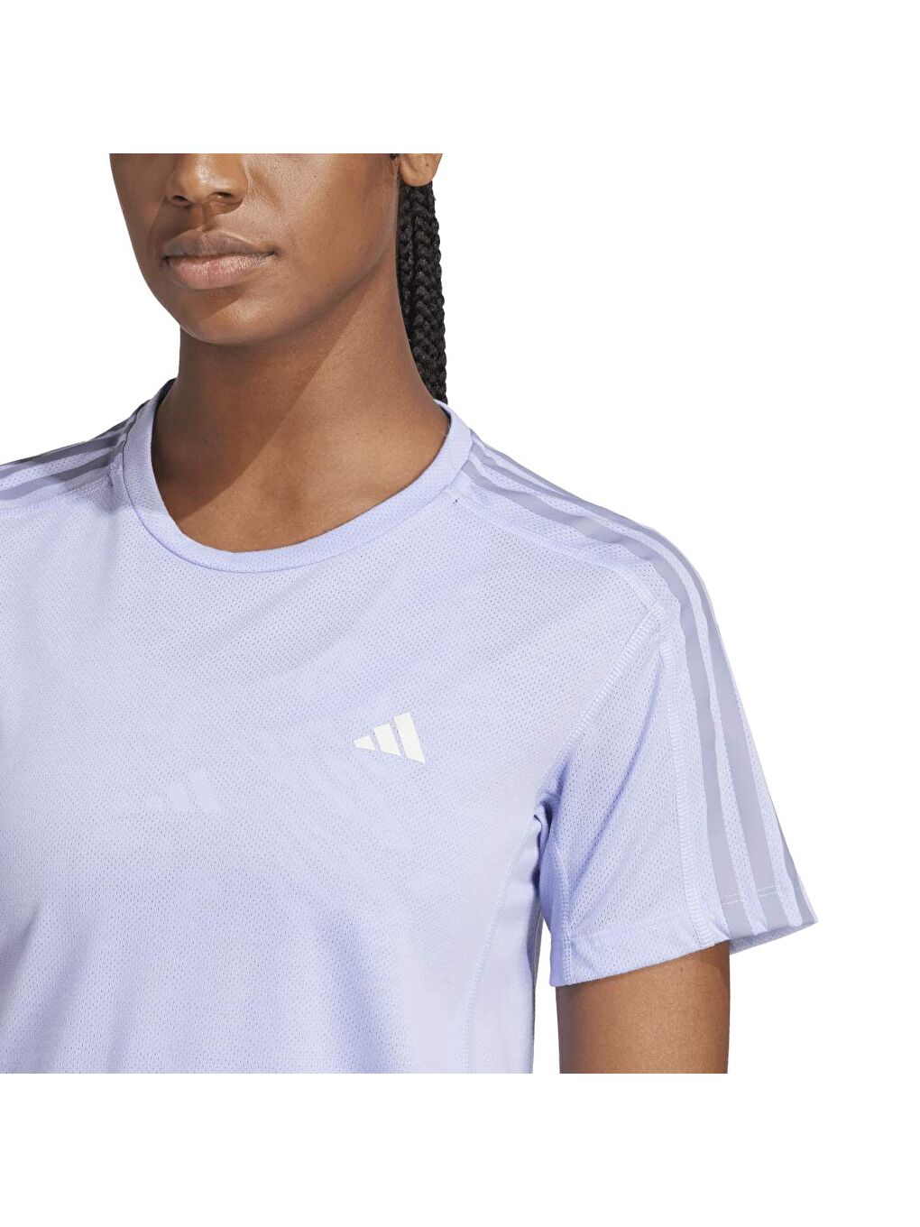 Own The Run 3-Stripes Kadın Mor Yuvarlak Yaka Tişört-3