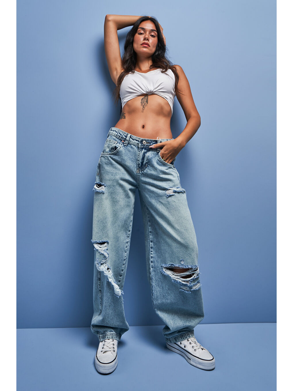 Mavi Kadın Carpenter Fit Yırtık Detaylı Denim-4