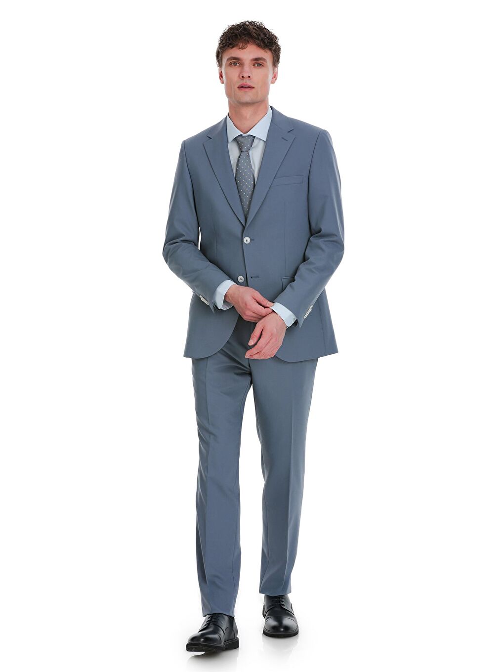 Mavi Slim Fit Mono Yaka Klasik Takım Elbise