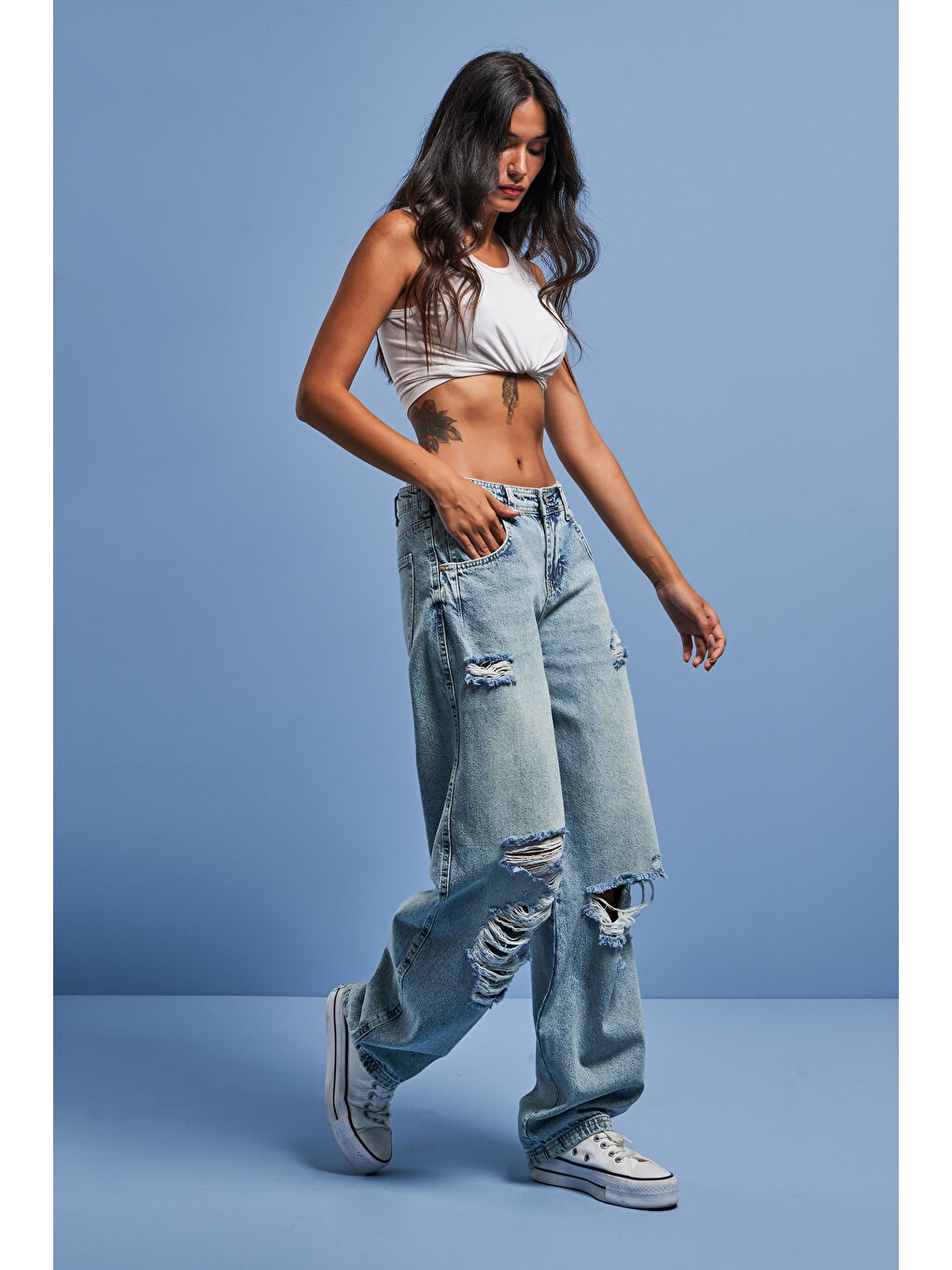 Mavi Kadın Carpenter Fit Yırtık Detaylı Denim-2