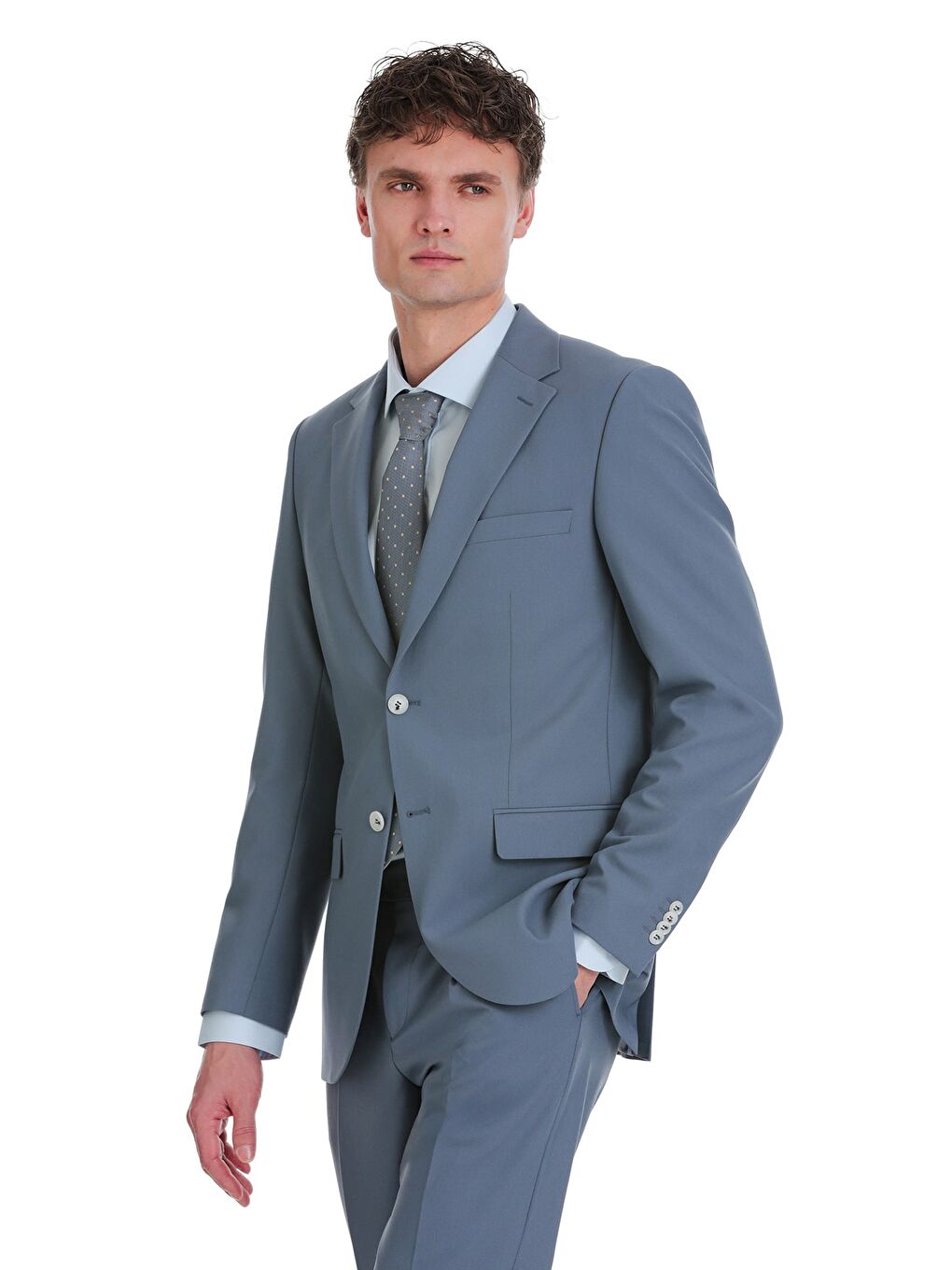 Mavi Slim Fit Mono Yaka Klasik Takım Elbise-1