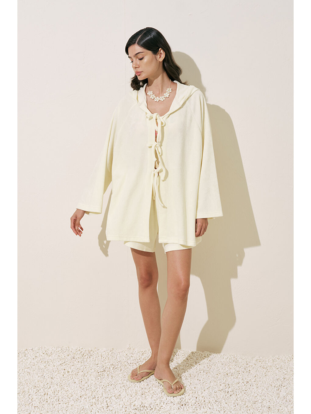 Bej Havlu Kumaş Şort Vanilya-2