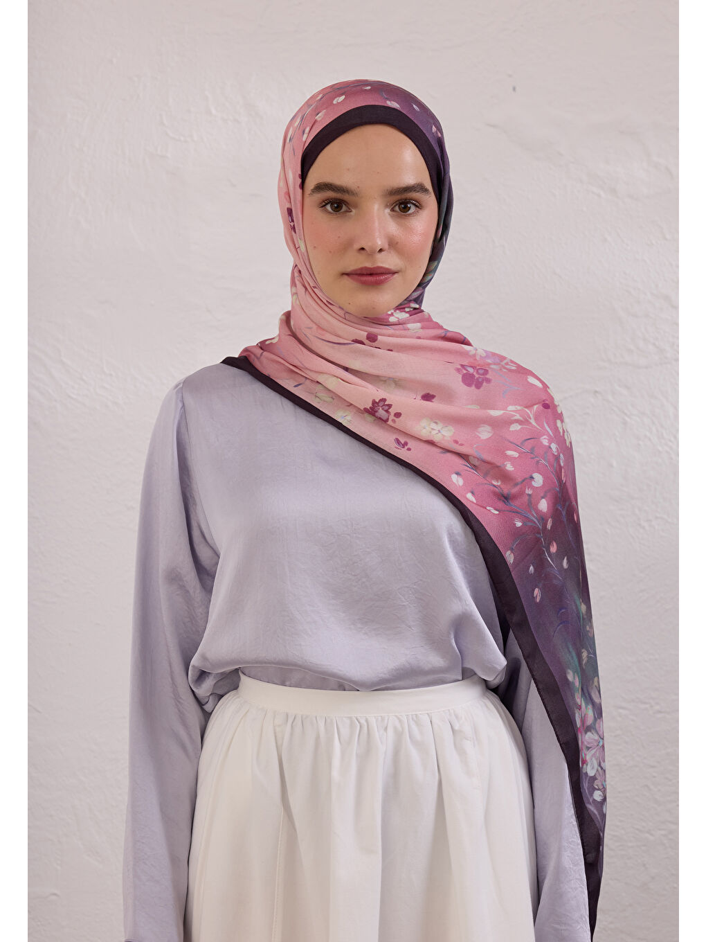 Wısterıa Desen Rami Şal Mor-1