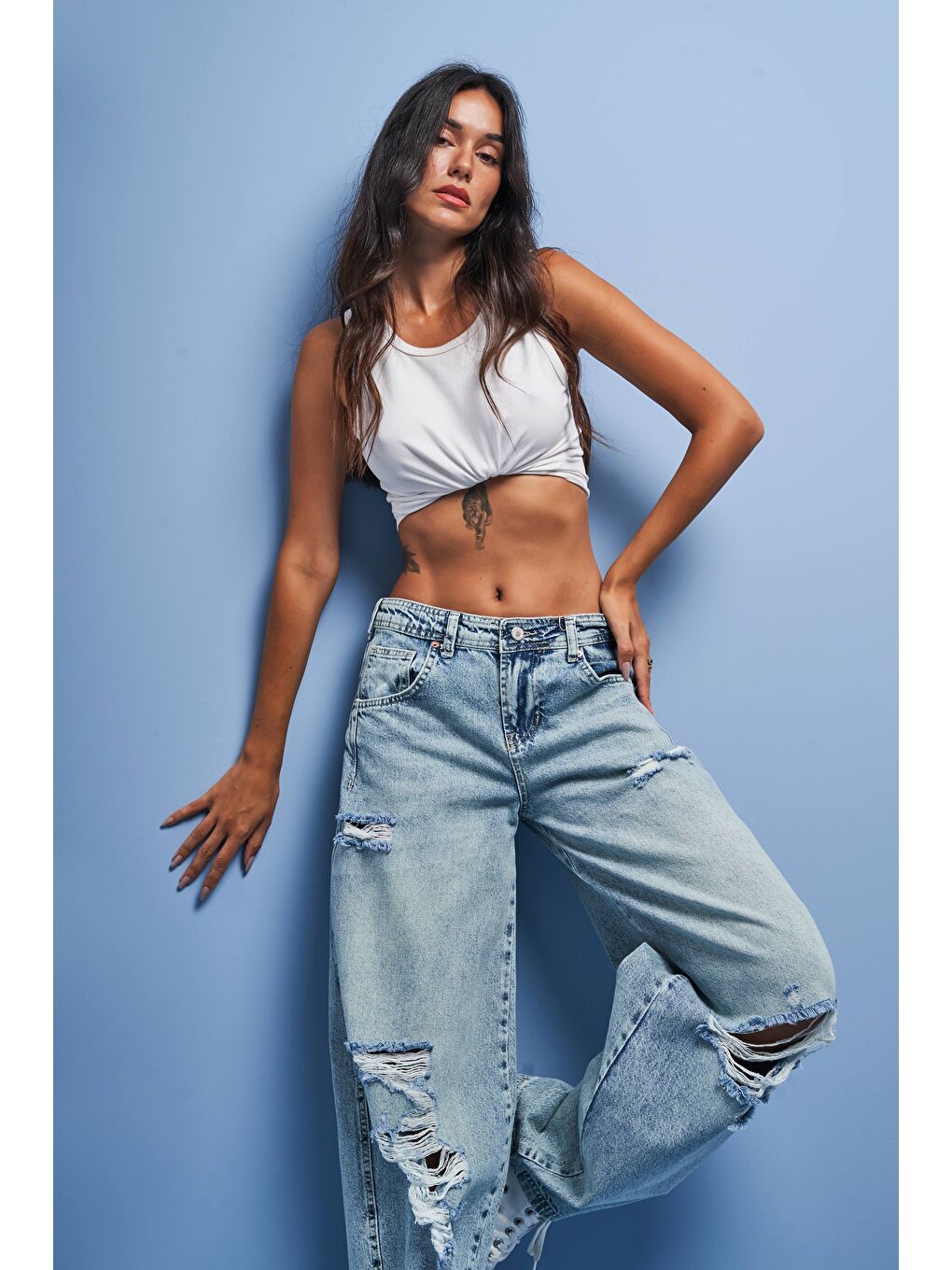 Mavi Kadın Carpenter Fit Yırtık Detaylı Denim-6