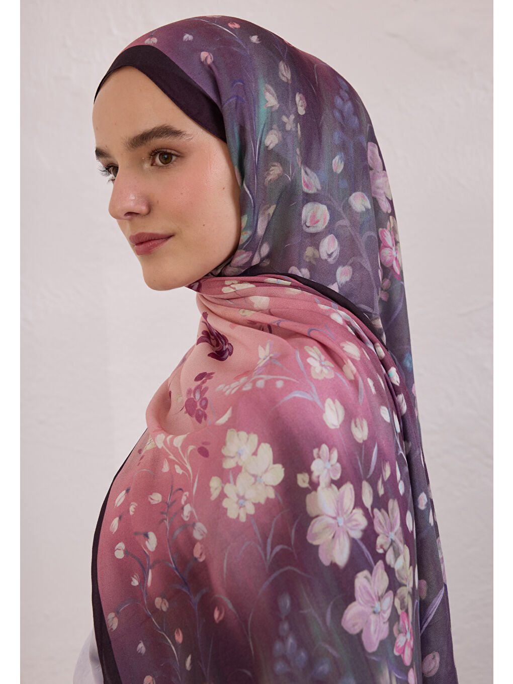 Wısterıa Desen Rami Şal Mor-3