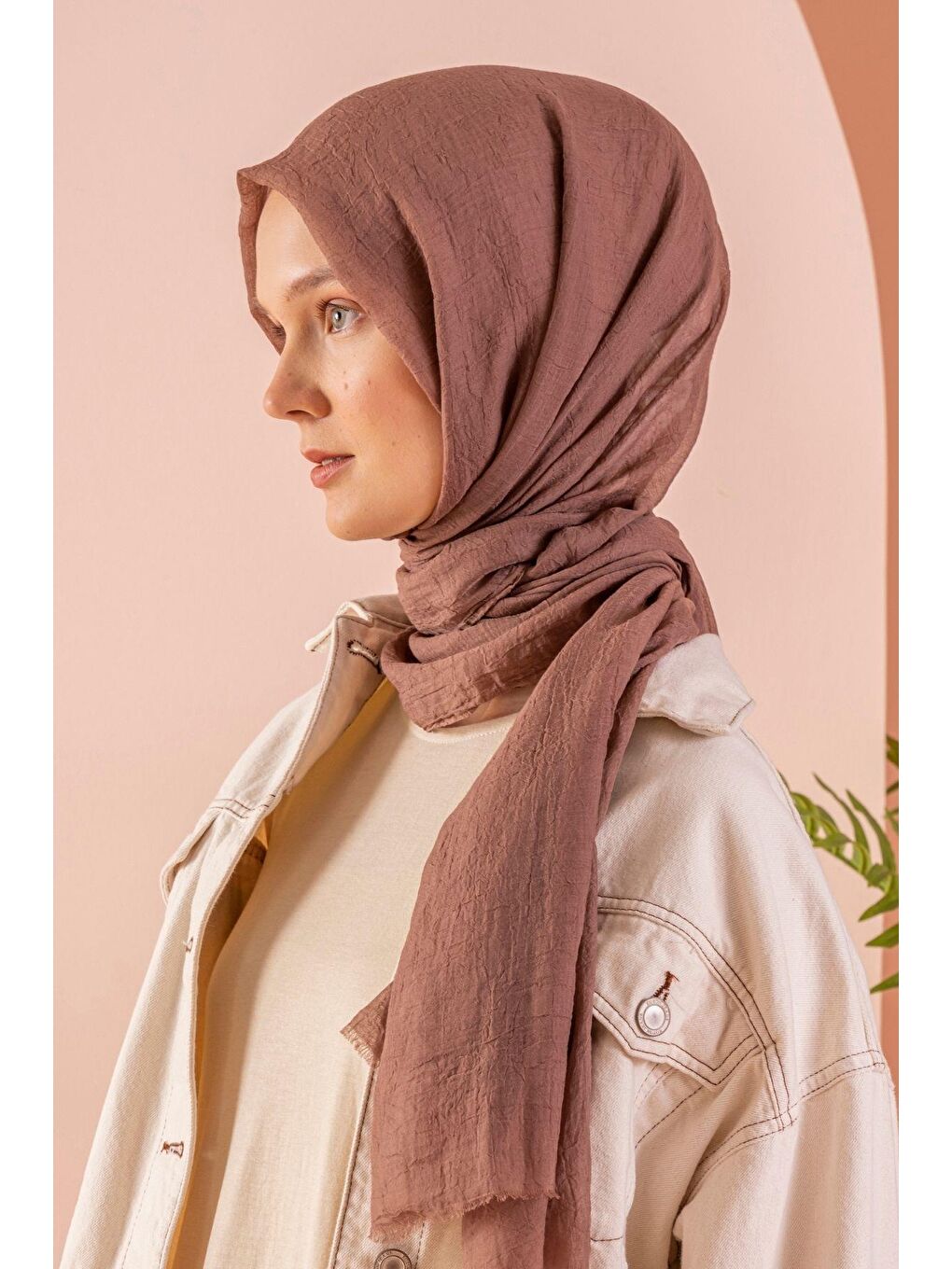 Kahverengi Kadın Konfor Şal 195/85 Cm-1