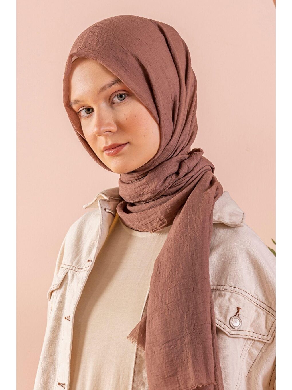 Kahverengi Kadın Konfor Şal 195/85 Cm-2