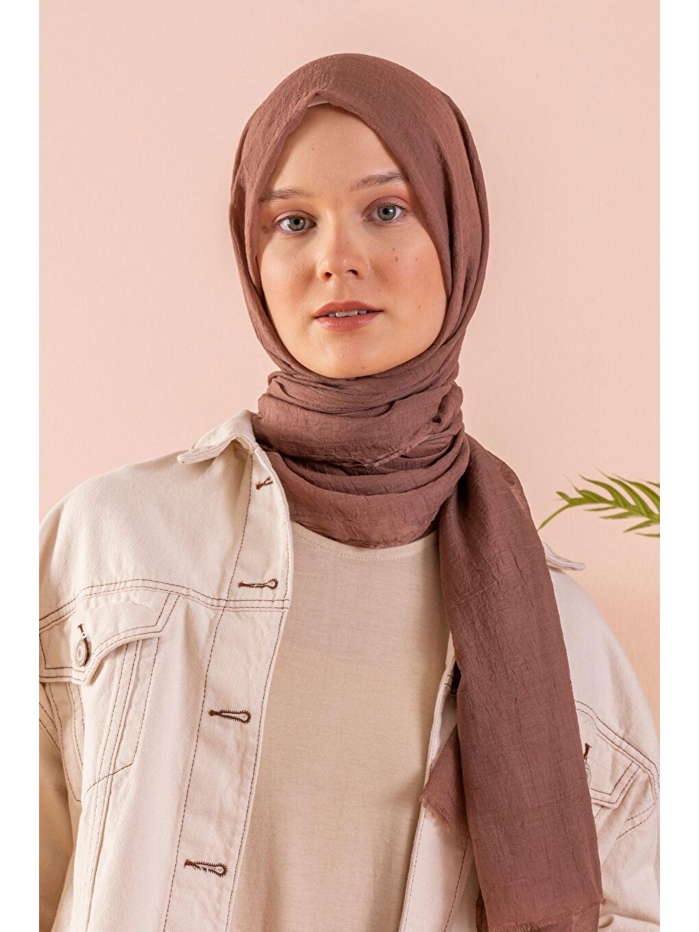 Kahverengi Kadın Konfor Şal 195/85 Cm-3