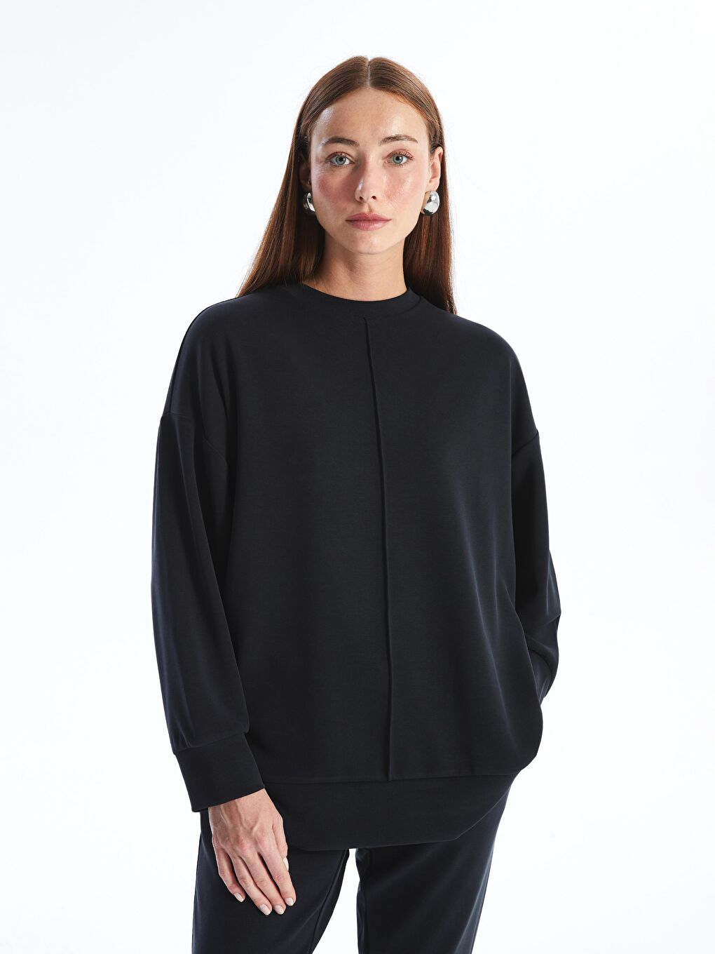 Dexia Antrasit Aversa - Modal  Kumaş Oversize Uzun Kollu Sweatshirt - Antrasit - 1