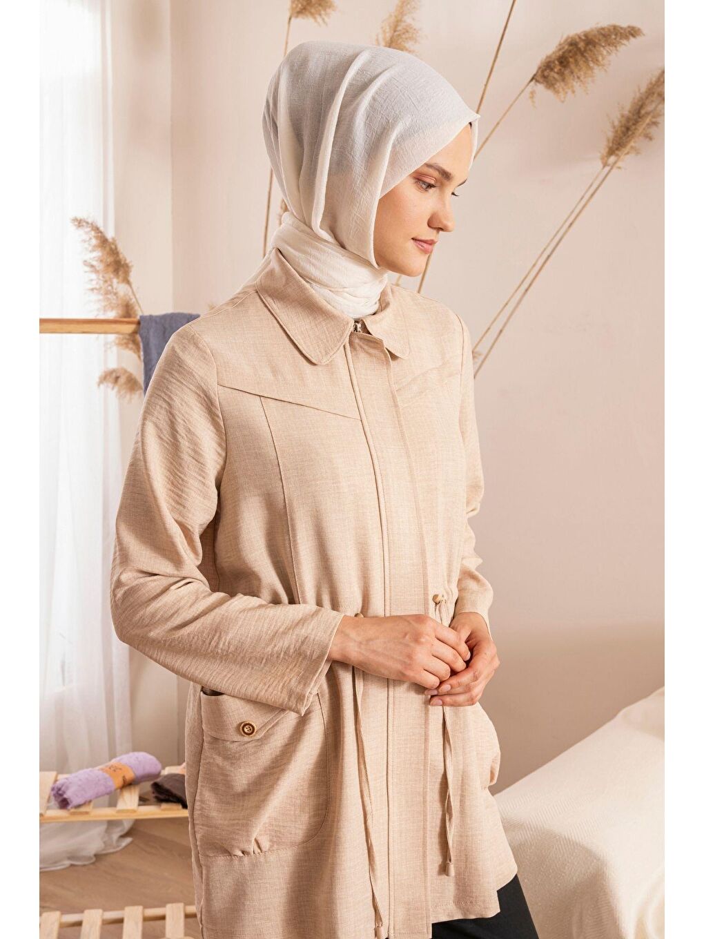 Ekru Kadın Konfor Şal 195/85 Cm-3