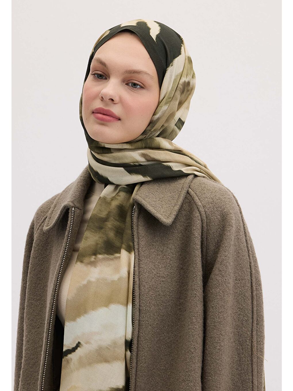 Tıe Dye Desen Şal Haki-2
