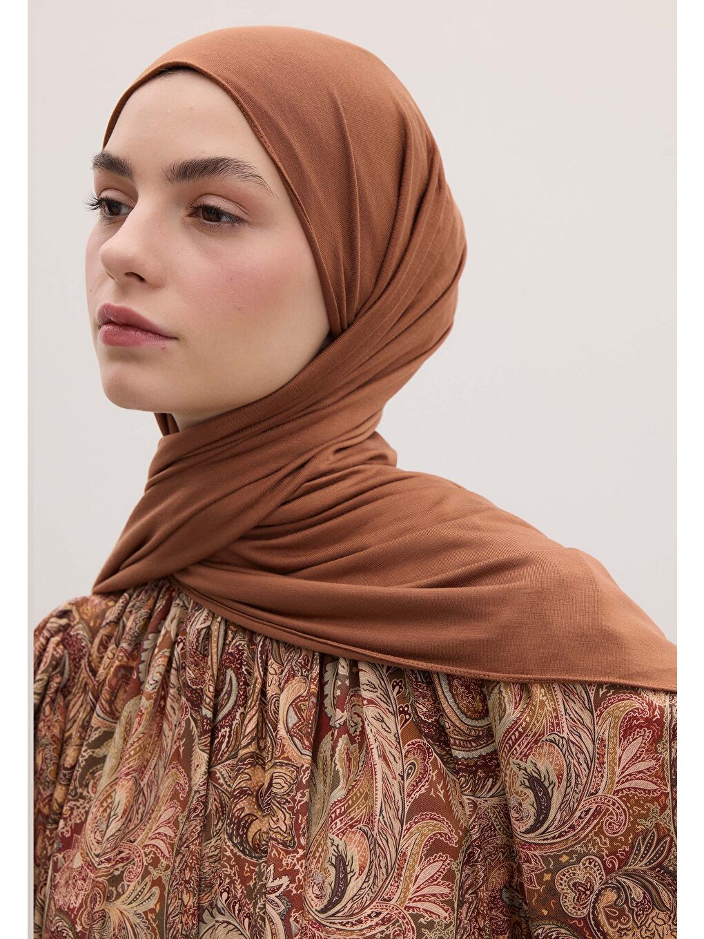 Bej Bambu Penye Şal Soğan Kabuğu-1