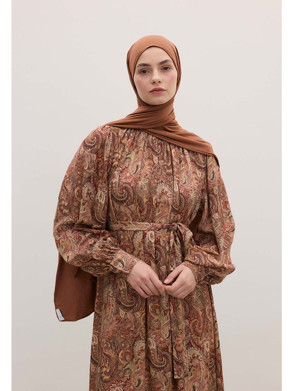 Bej Bambu Penye Şal Soğan Kabuğu-3