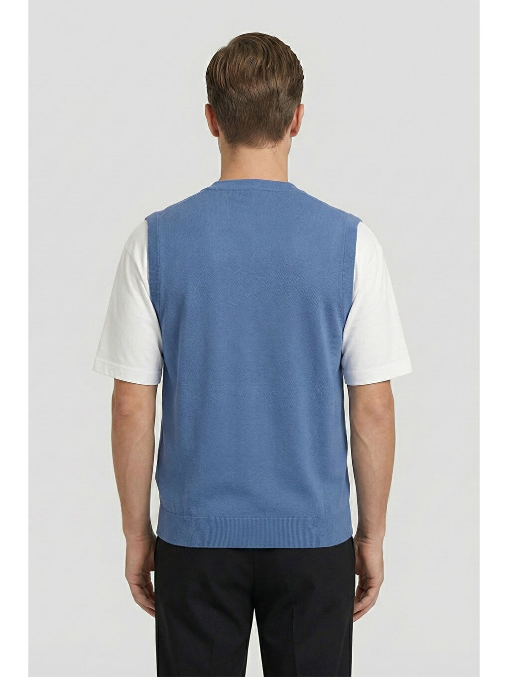 Giotelli Erkek Mavi Standart Fit Yün Karışımlı Düğmeli Triko Yelek-3