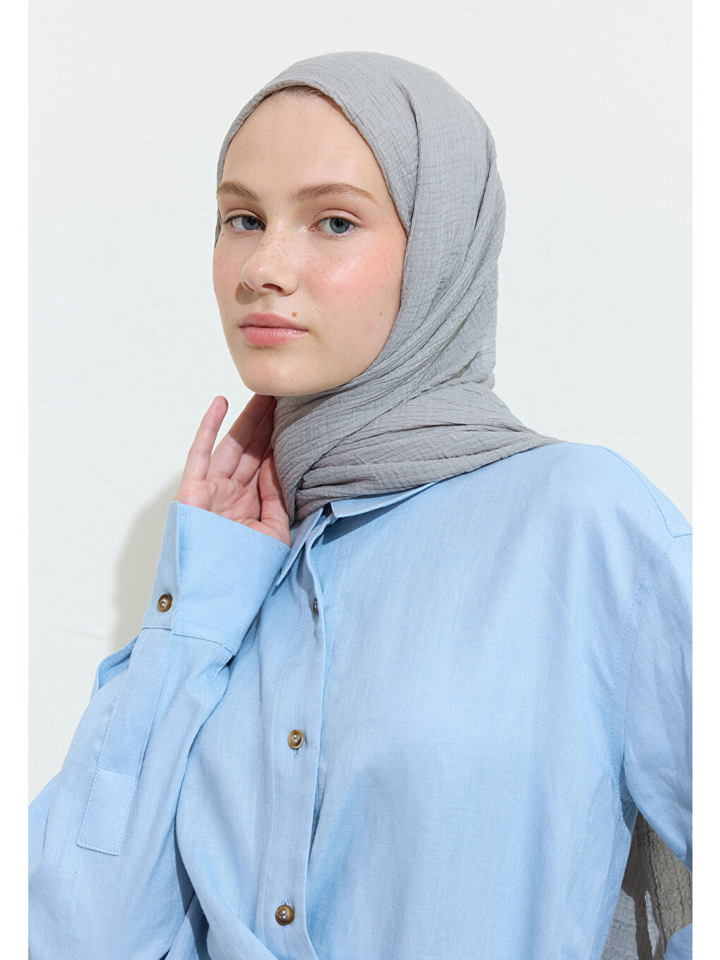 Modal Krinkıl Şal Soğuk Gri-1