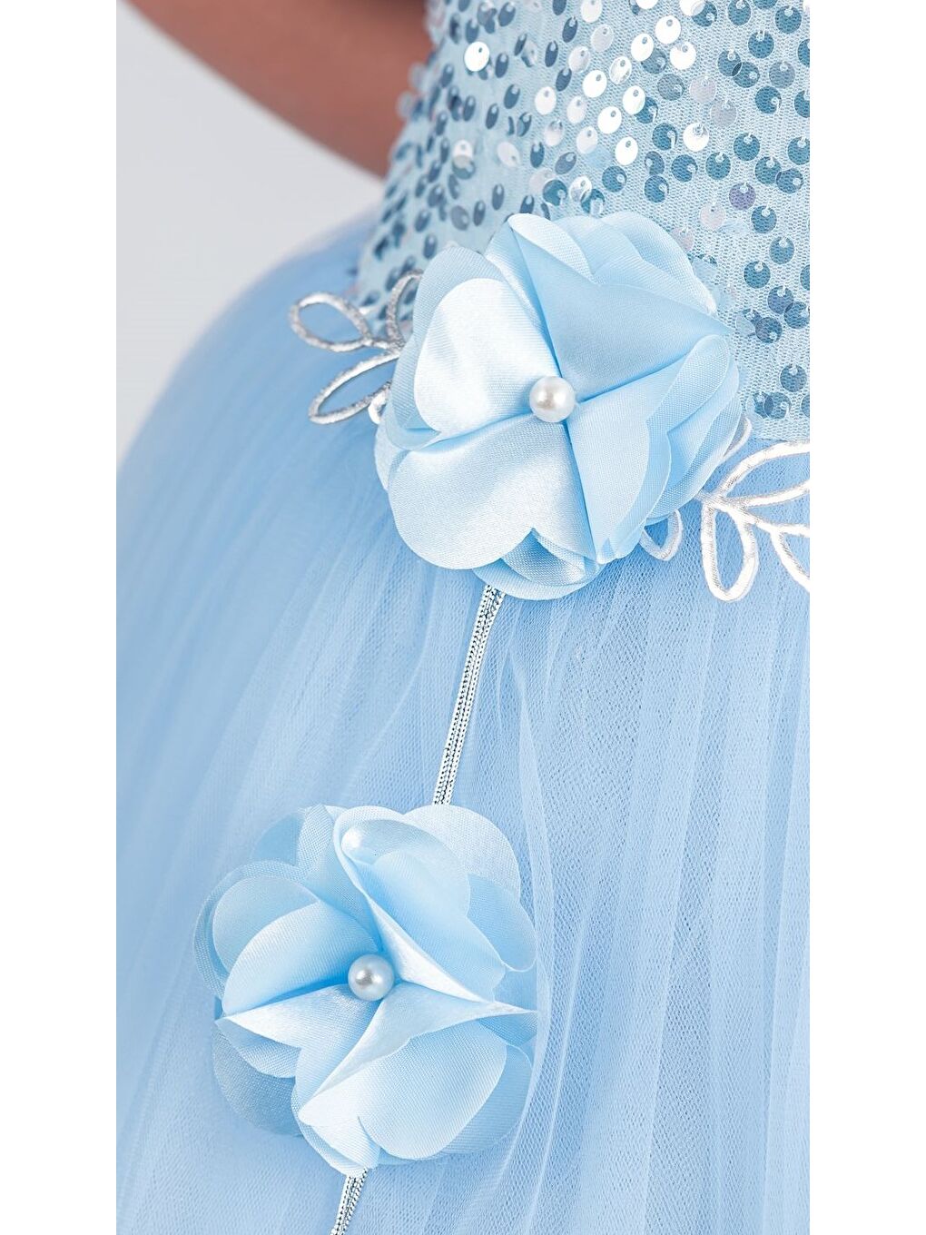 Mavi Kız Çocuk Etek Ucu Pullu Venna Abiye Elbise M00761-2