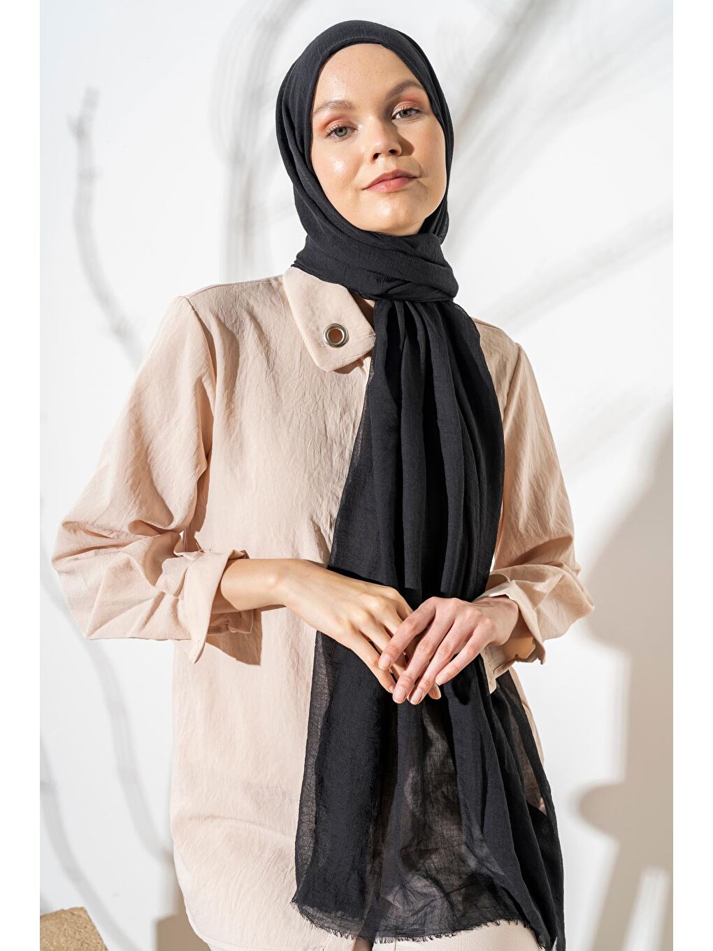 Siyah Kadın Konfor Şal 195/85 Cm-3