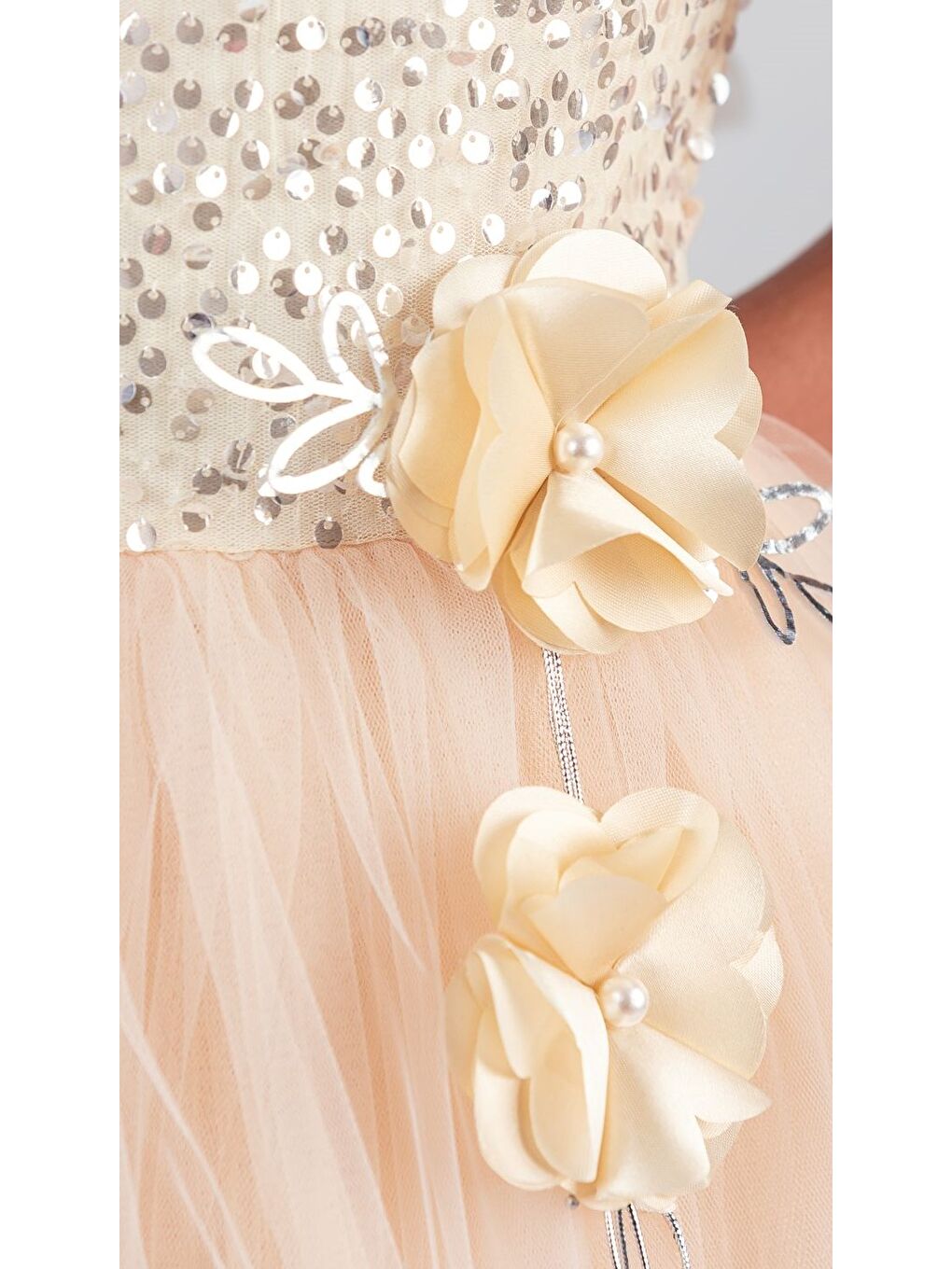 Sarı Kız Çocuk Etek Ucu Pullu Venna Abiye Elbise M00761-3