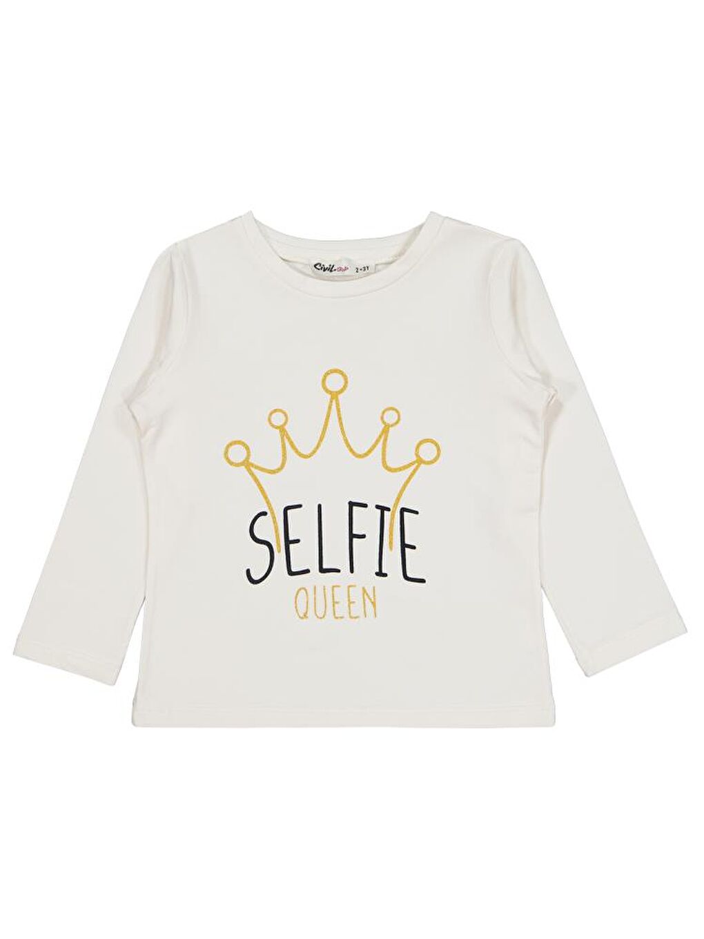 Ekru Girls Selfie Baskılı 2-5 Yaş Sweatshirt