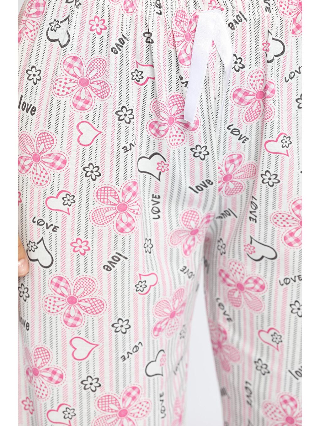 Julude Pembe Love Baskılı Kadın Pijama Altı - 3