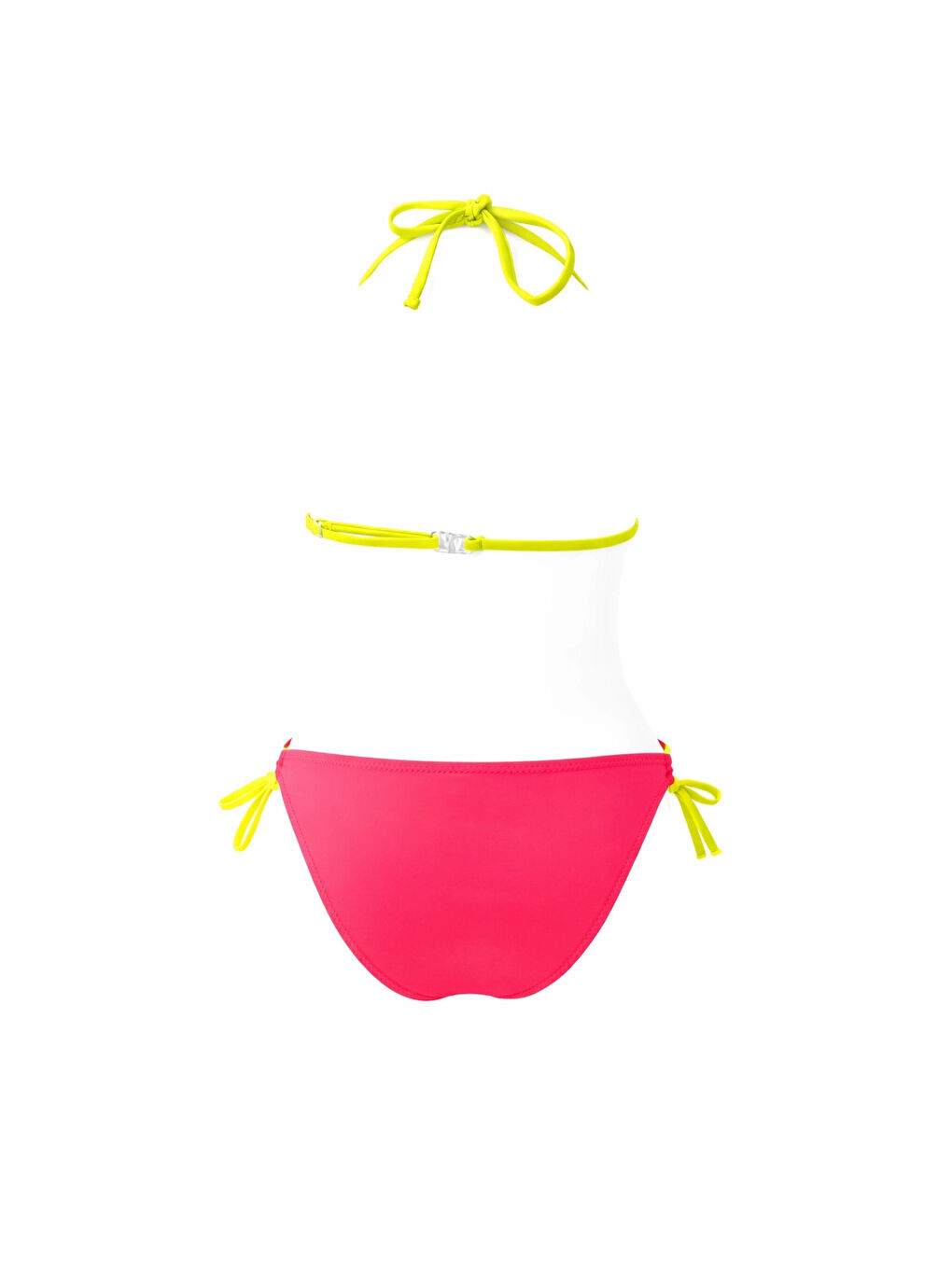 Kız Çocuk Mavi Pembe Flamingo Glow Desenli 6-14 Yaş Üçgen Bikini Takım HZL26S-LC9018-1