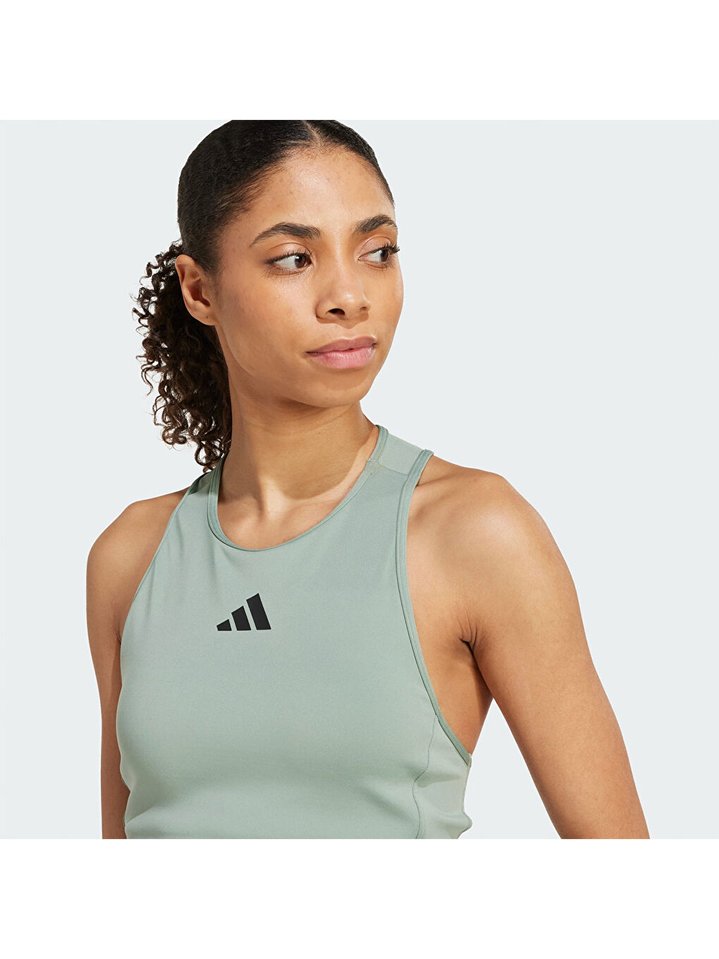 Bra 3-Stripes Kadın Haki Bisiklet Yaka Atlet-4