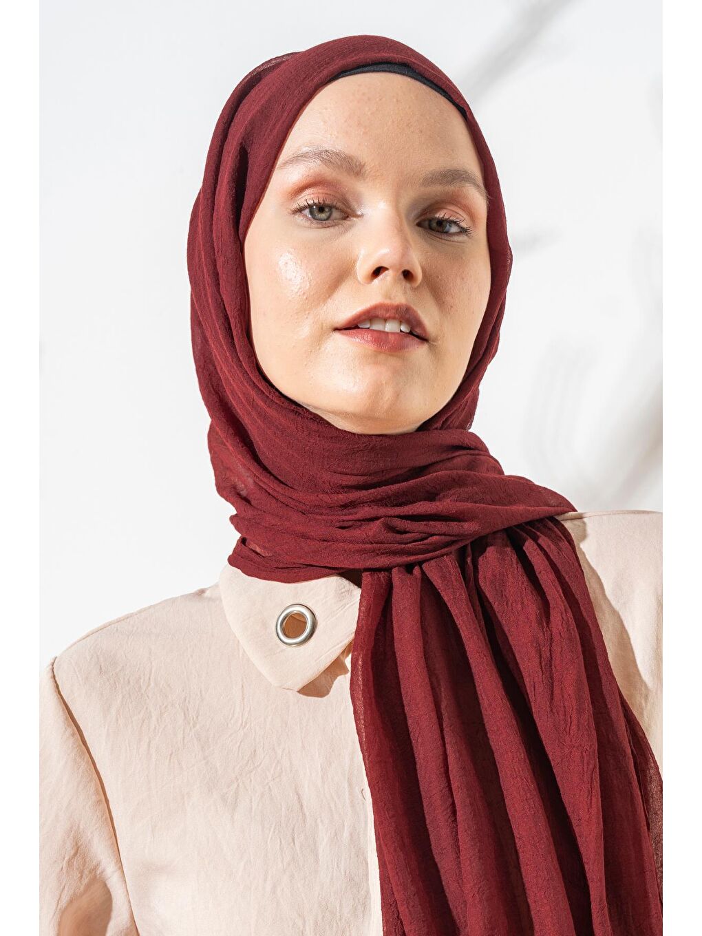 Bordo Kadın Konfor Şal 195/85 Cm-1